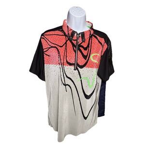 Jamie Sadock Golf Polo Top Size Large Abstract 1/4-Zip Micro Pleat #71136